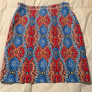 J. McLaughlin Vibrant Geometric A-Line Skirt